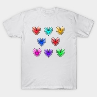 Collection of Different Colored Hearts T-Shirt